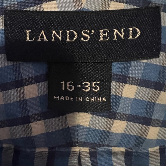Lands' End Blue and White Casual Button Down Shirt 16-35 - Picture 3 of 10